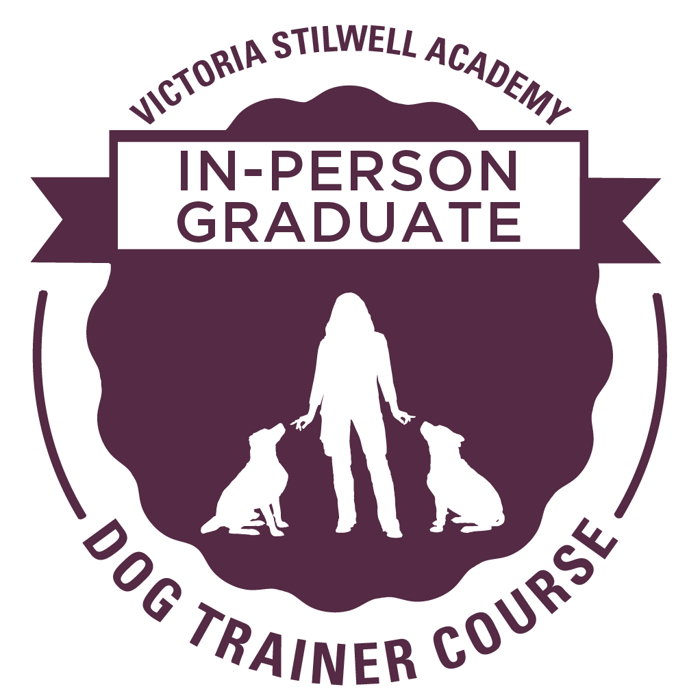 Dark Purple Dog Trainer Badge Person Silhouette Dog Silhouette